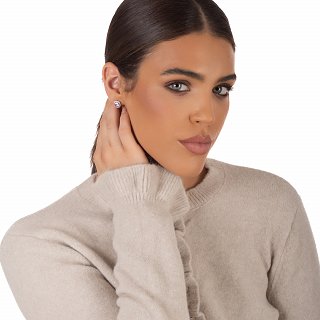 Oxzen ασημένιο σκουλαρίκι τετράγωνο με ζιργκόν