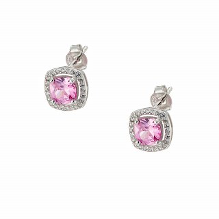 Oxzen ασημένιο σκουλαρίκι τετράγωνο με ζιργκόν