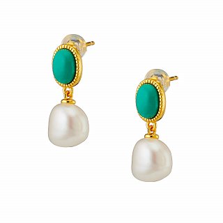 Oxzen ασημένιο σκουλαρίκι χειροποίητο με πέρλα