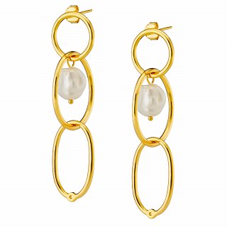 Oxzen ασημένιο σκουλαρίκι χειροποίητο με πέρλα