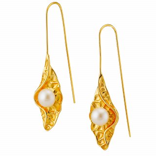 Oxzen ασημένιο σκουλαρίκι χειροποίητο με πέρλα