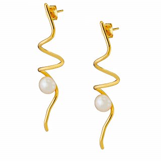 Oxzen ασημένιο σκουλαρίκι χειροποίητο μακρύ με πέρλες