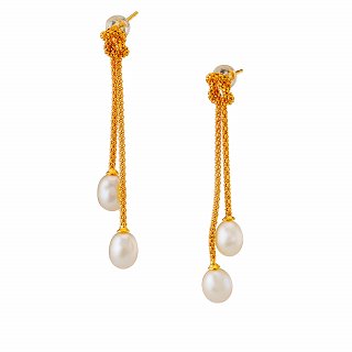 Oxzen ασημένιο σκουλαρίκι χειροποίητο μακρύ με πέρλες