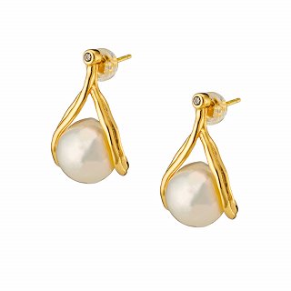 Oxzen ασημένιο σκουλαρίκι χειροποίητο με πέρλα