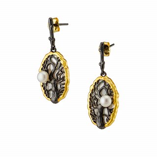 Oxzen ασημένιο σκουλαρίκι χειροποίητο με πέρλα