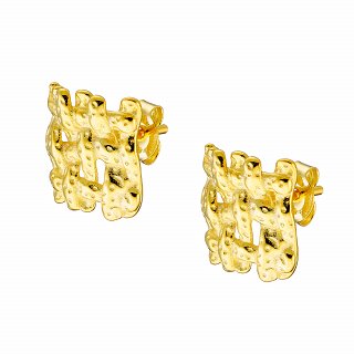 Oxzen ασημένιο σκουλαρίκι καρφωτό πλεξούδα