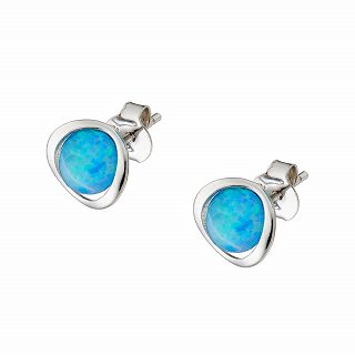 Oxzen ασημένιο σκουλαρίκι καρφωτό με οπάλιο