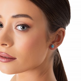 Oxzen ασημένιο σκουλαρίκι καρφωτό με οπάλιο