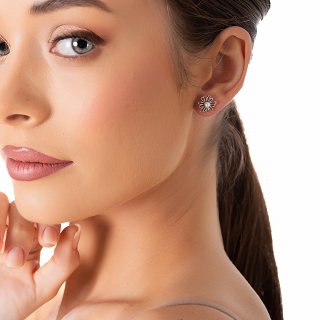 Oxzen ασημένιο σκουλαρίκι καρφωτό με πέρλα