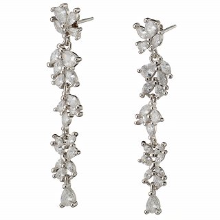 Oxzen ασημένιο σκουλαρίκι μακρύ με ζιργκόν