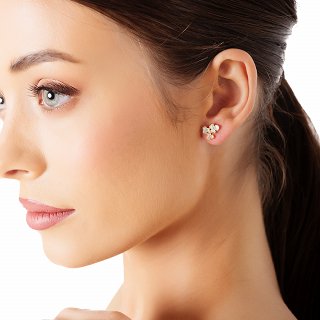 Oxzen ασημένιο σκουλαρίκι καρφωτό, πολύχρωμα λουλούδια