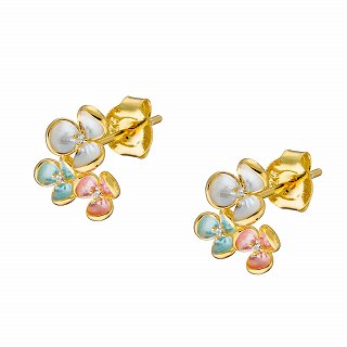 Oxzen ασημένιο σκουλαρίκι καρφωτό, πολύχρωμα λουλούδια