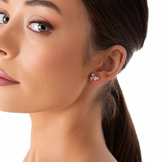 Oxzen ασημένιο σκουλαρίκι καρφωτό, πολύχρωμα λουλούδια