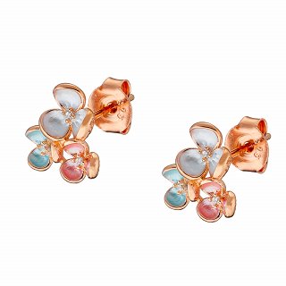 Oxzen ασημένιο σκουλαρίκι καρφωτό, πολύχρωμα λουλούδια