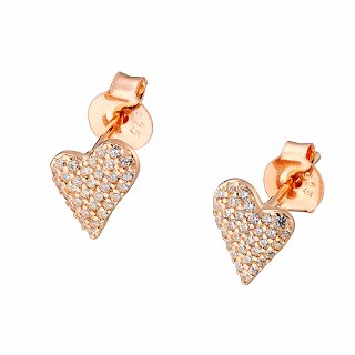 Oxzen ασημένιο σκουλαρίκι καρφωτό με λευκά ζιργκόν