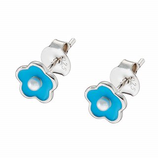 Oxzen ασημένιο σκουλαρίκι καρφωτό γαλάζιο με σμάλτο