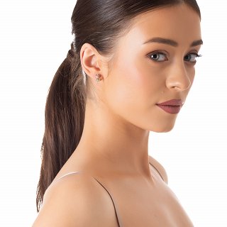 Oxzen ασημένιο σκουλαρίκι καρφωτό τριαντάφυλλο