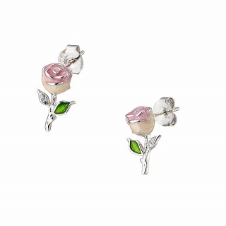 Oxzen ασημένιο σκουλαρίκι καρφωτό τριαντάφυλλο