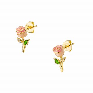 Oxzen ασημένιο σκουλαρίκι καρφωτό τριαντάφυλλο