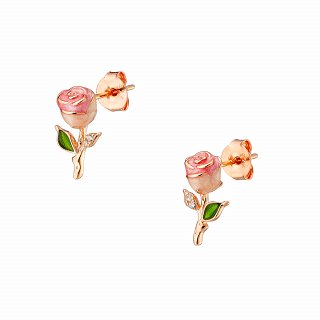 Oxzen ασημένιο σκουλαρίκι καρφωτό τριαντάφυλλο