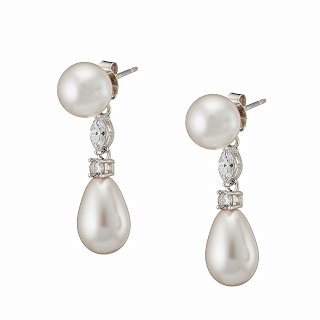 Oxzen ασημένιο σκουλαρίκι κρεμαστό με πέρλα