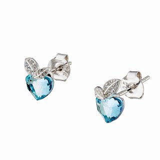 Oxzen ασημένιο σκουλαρίκι καρφωτό καρδιά με ζιργκόν