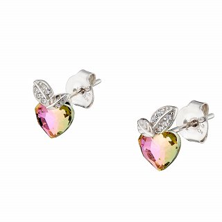 Oxzen ασημένιο σκουλαρίκι καρφωτό καρδιά με ζιργκόν