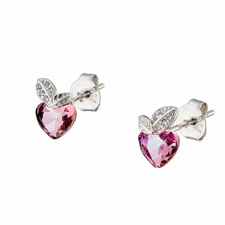 Oxzen ασημένιο σκουλαρίκι καρφωτό καρδιά με ζιργκόν