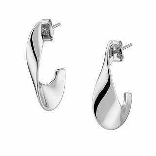 Oxzen ασημένιο σκουλαρίκι κρίκος με ιδιαίτερο σχήμα