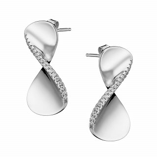 Oxzen ασημένιο σκουλαρίκι με ιδιαίτερο σχήμα