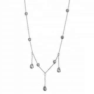 Oxzen κολιέ από ανοξείδωτο ατσάλι με λευκά ζιργκόν