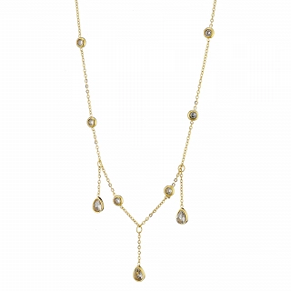 Oxzen κολιέ από ανοξείδωτο ατσάλι με λευκά ζιργκόν