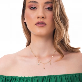 Oxzen κολιέ από ανοξείδωτο ατσάλι με λευκά ζιργκόν