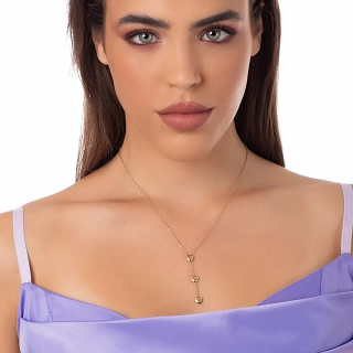 Oxzen κολιέ από ανοξείδωτο ατσάλι με τρεις καρδιές