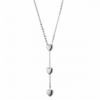 Oxzen κολιέ από ανοξείδωτο ατσάλι με τρεις καρδιές