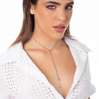 Oxzen κολιέ από ανοξείδωτο ατσάλι, διπλή γραβάτα