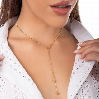 Oxzen κολιέ από ανοξείδωτο ατσάλι, διπλή γραβάτα