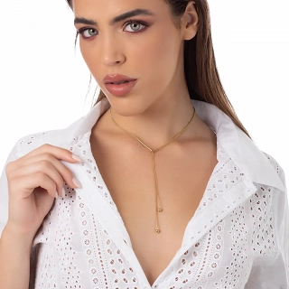 Oxzen κολιέ από ανοξείδωτο ατσάλι, διπλή γραβάτα