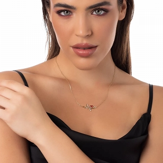 Oxzen γυναικείο κολιέ από ανοξείδωτο ατσάλι καδριογράφημα με κόκκινο ζιργκόν