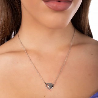 Oxzen γυναικείο κολιέ από ανοξείδωτο ατσάλι διπλή καρδιά
