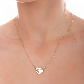 Oxzen γυναικείο κολιέ από ανοξείδωτο ατσάλι διπλή καρδιά