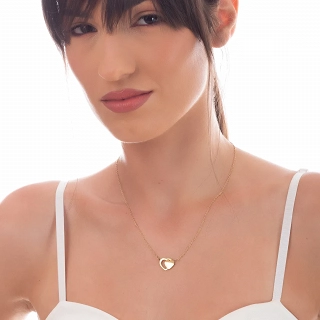 Oxzen γυναικείο κολιέ από ανοξείδωτο ατσάλι διπλή καρδιά