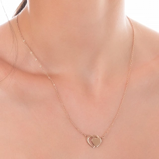 Oxzen γυναικείο κολιέ από ανοξείδωτο ατσάλι διπλή καρδιά