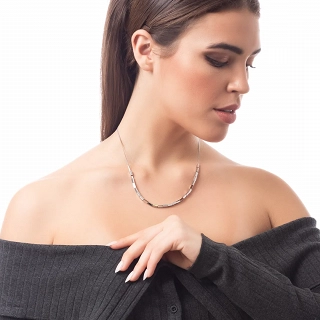 Oxzen ατσάλινο κολιέ με ορθογώνια στοιχεία