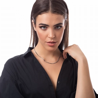 Oxzen ατσάλινο κολιέ αλυσίδα με κυκλικά στοιχεία