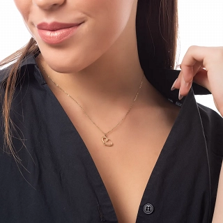 Oxzen ατσάλινο κολιέ επιχρυσωμένη καρδιά με ιδιαίτερο σχήμα