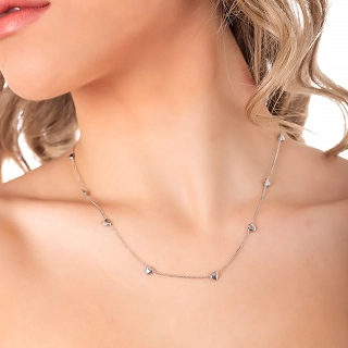 Oxzen ατσάλινο κολιέ με καρδιές