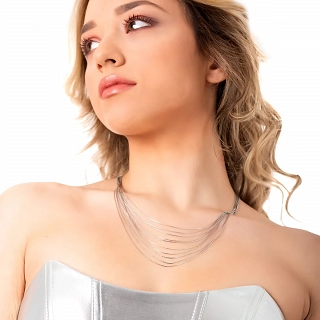 Oxzen ατσάλινο κολιέ με δέκα αλυσίδες