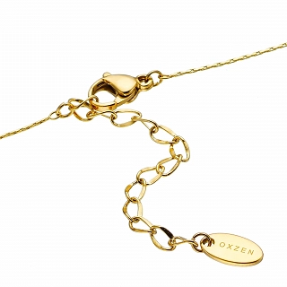 Oxzen ατσάλινο κολιέ καρδιά με ροζ πέτρα