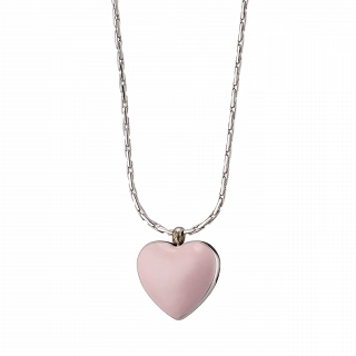 Oxzen ατσάλινο κολιέ καρδιά με ροζ πέτρα